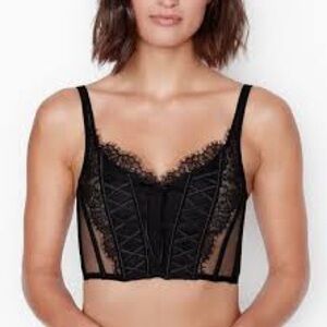 Victoria’s Secret  angel black velvet lace bustier sz m